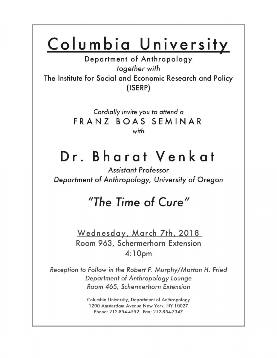 Poster for “The Time of Cure” with Dr. Bharat Venkat