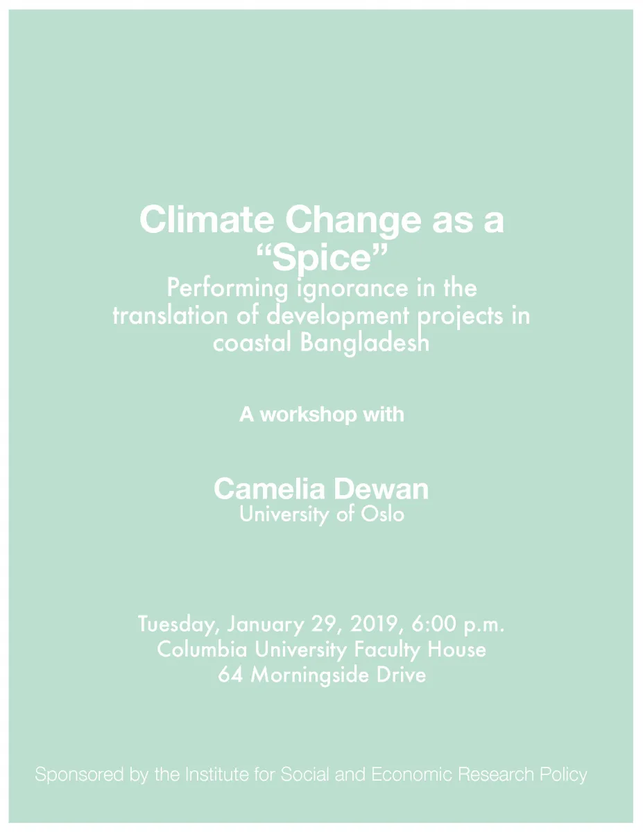Poster for Climate Change as a “Spice”: Performing ignorance in the translation of development projects in coastal Bangladesh