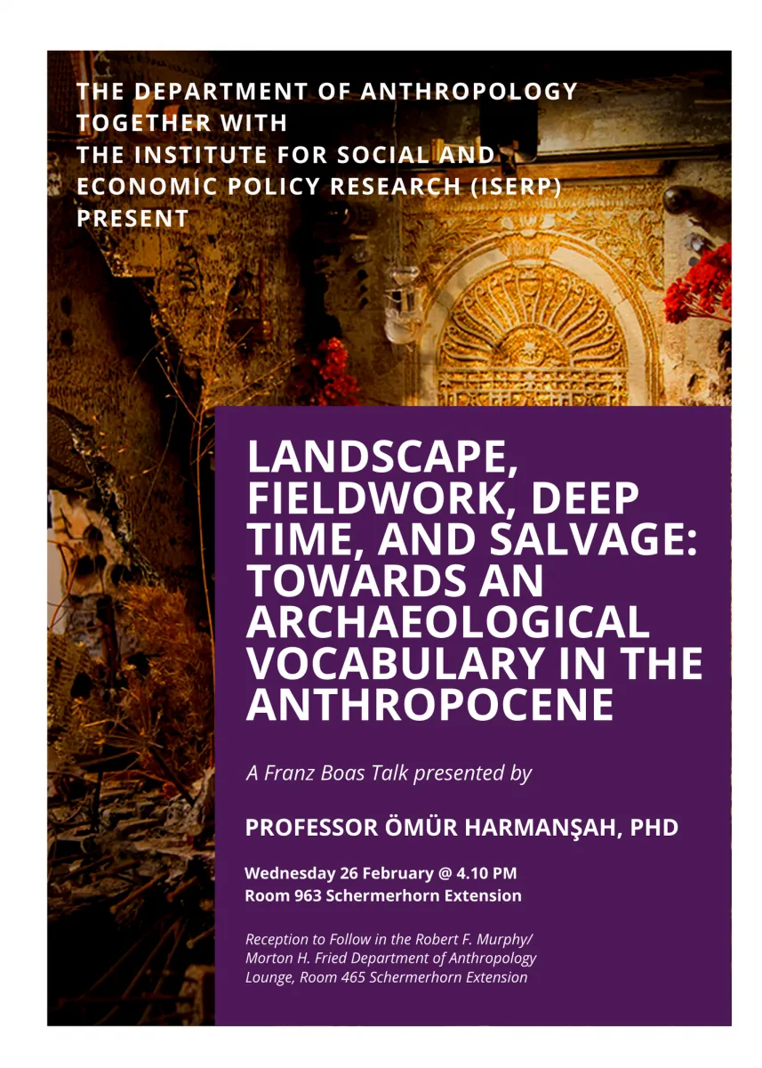 Poster for the Franz Boas Talk (Prof. Ömür Harmansah)
