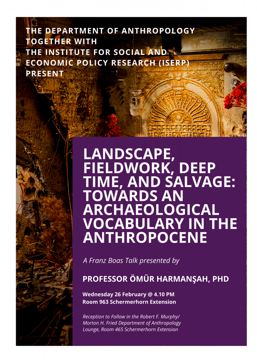 Poster for the Franz Boas Talk (Prof. Ömür Harmansah)