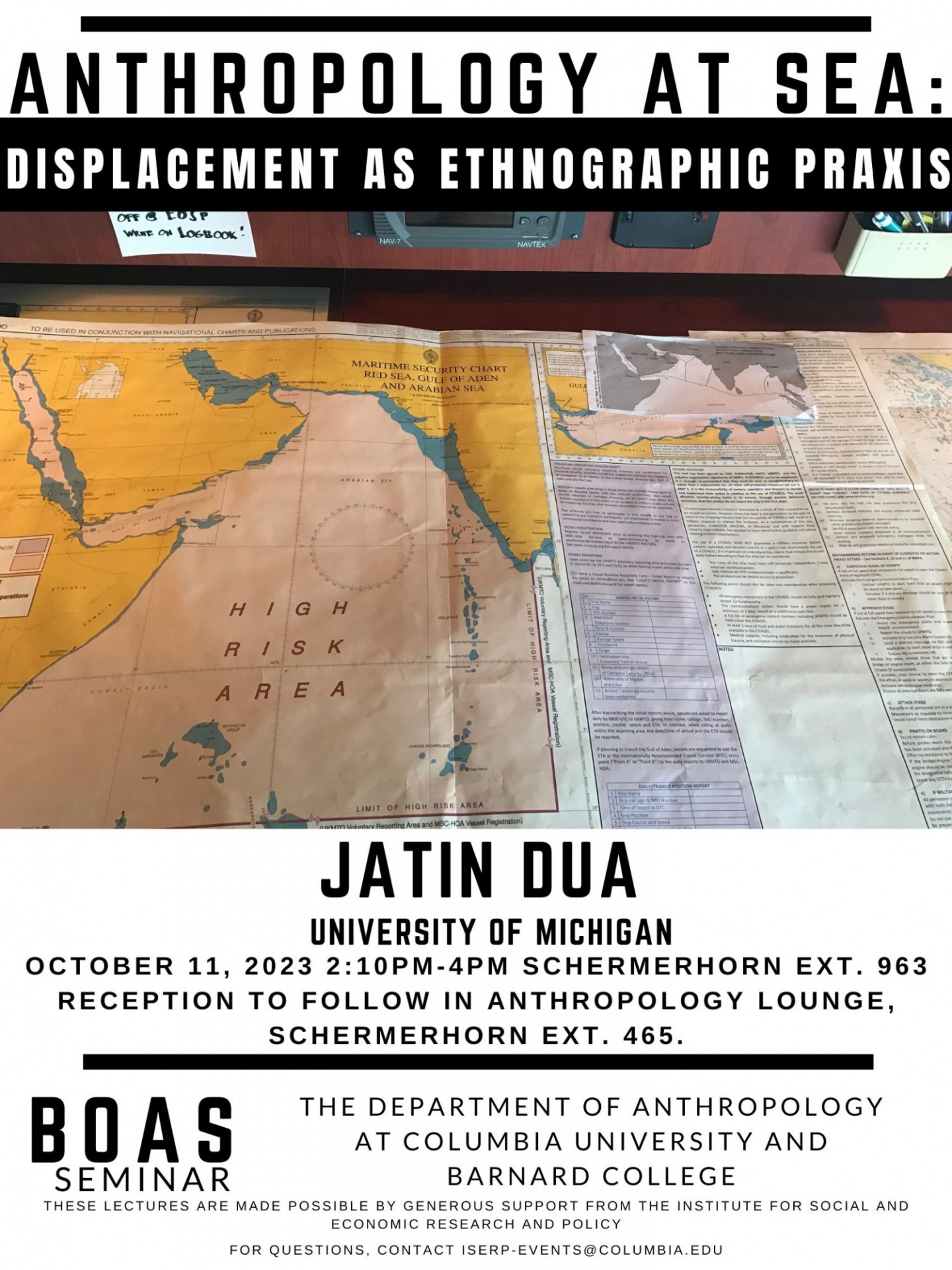 Anthropology at Sea poster with a map featured in a newspaper.