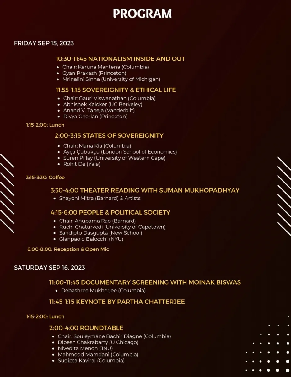 Program for the event taking place Friday through Saturday.