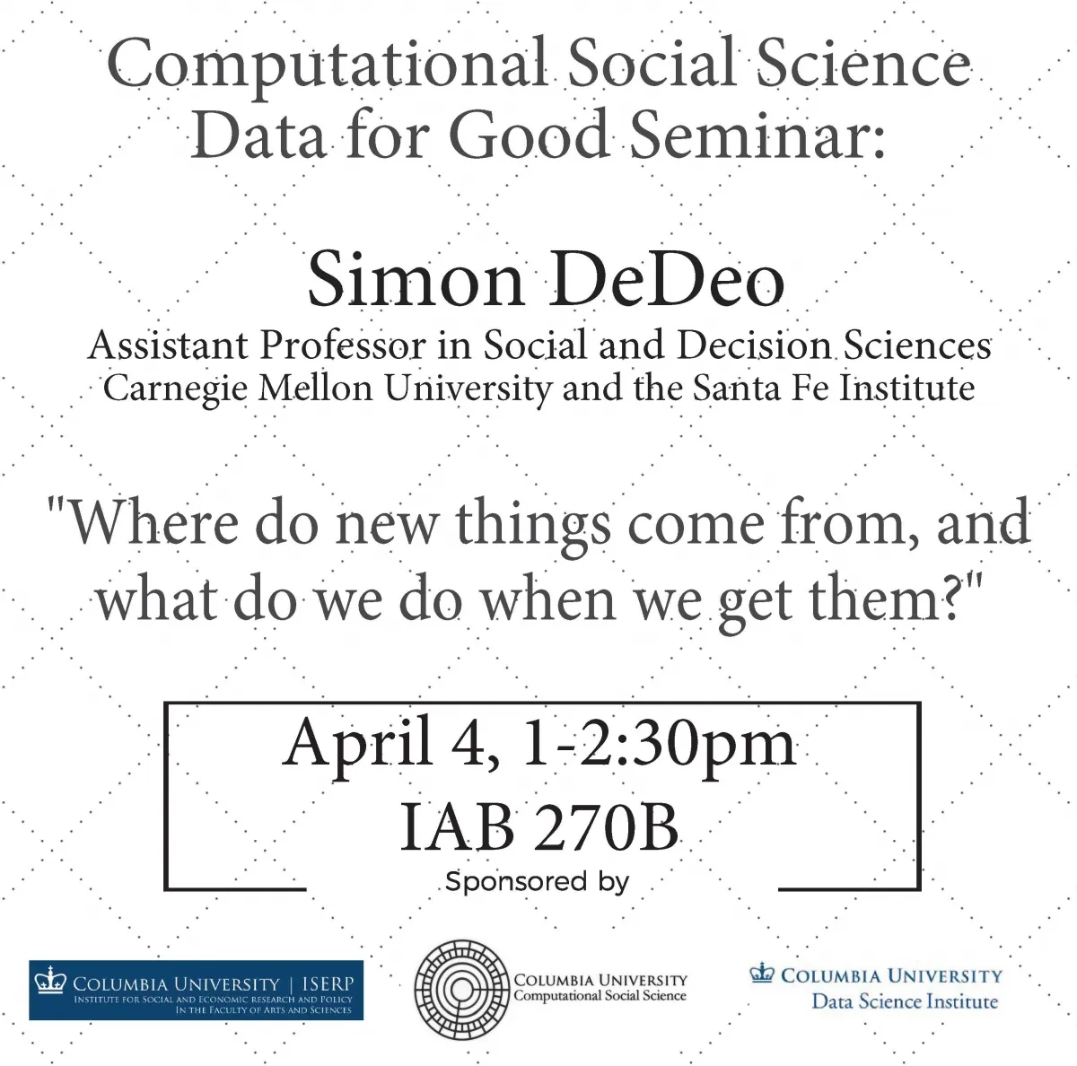 Poster for the event described below.