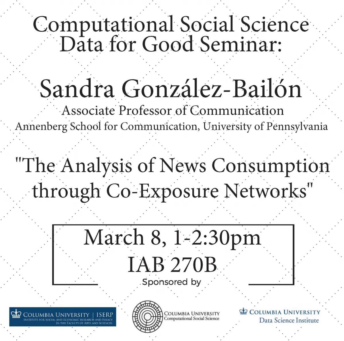 Poster for the event described below.