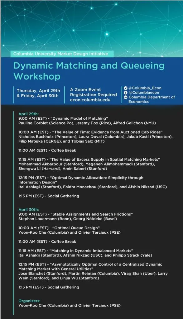 Dynamic Matching and Queueing Workshop