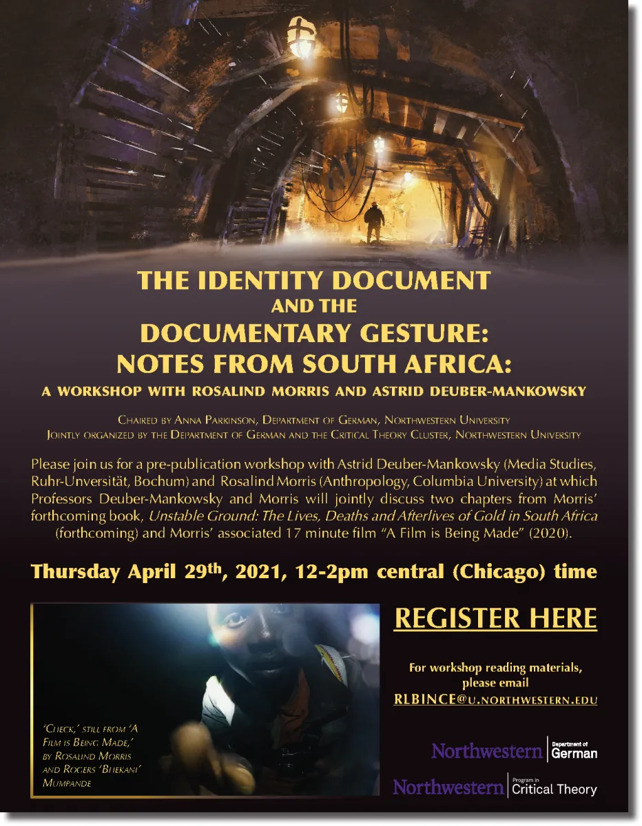 A poster for the The Identity Document and the Documentary Gesture: Notes From South Africa