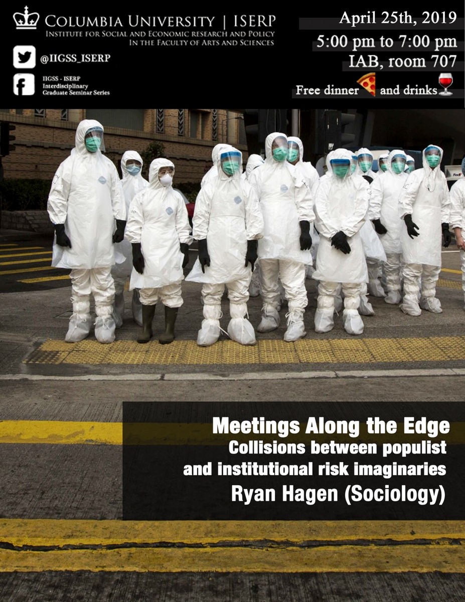 Poster for the Meeting Along the Edge Collisions between populist and institutional risk imaginaries.